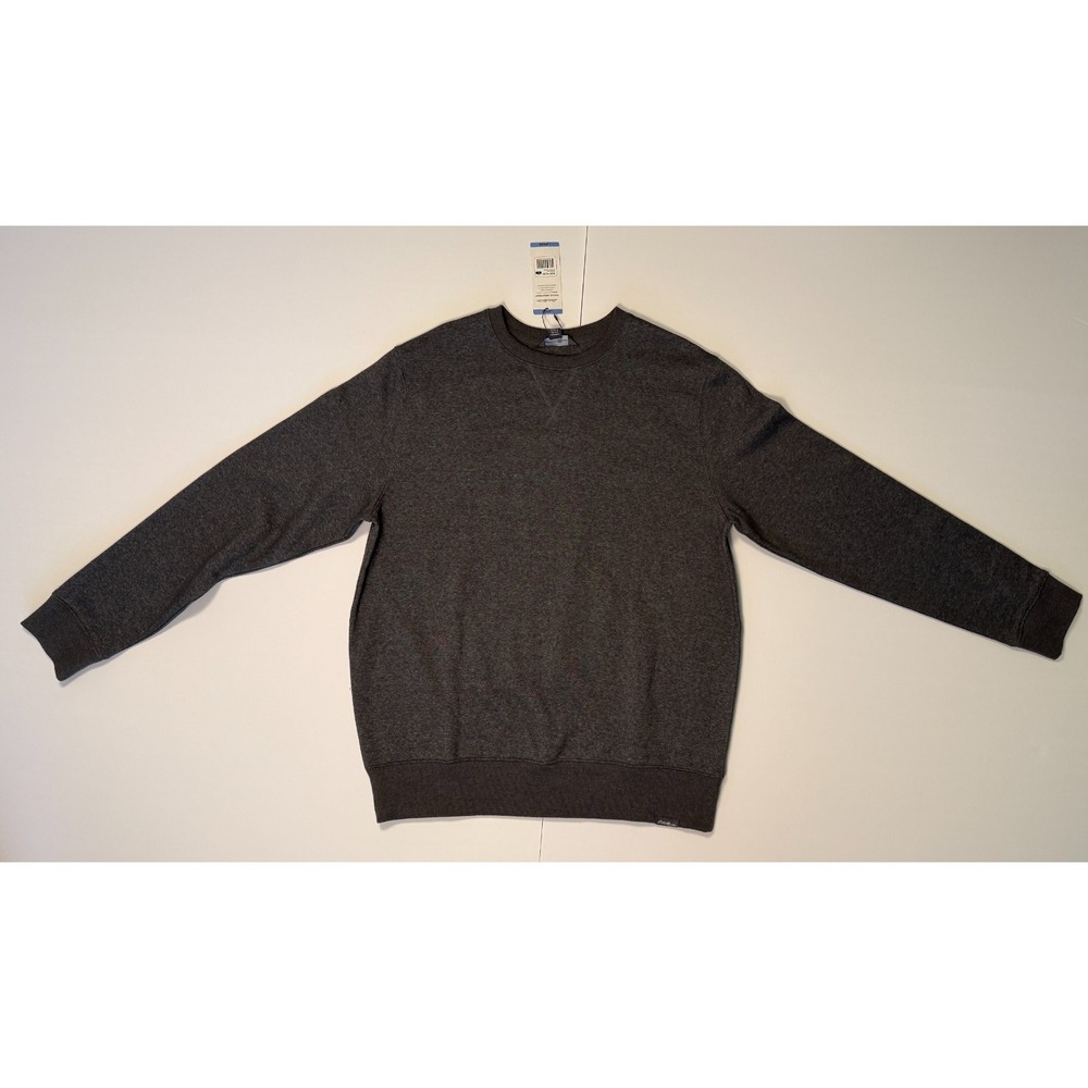 Eddie Bauer Men's Supersoft Fleece Sweatshirt NWT Heather Lt Charcoal Pullover‎
